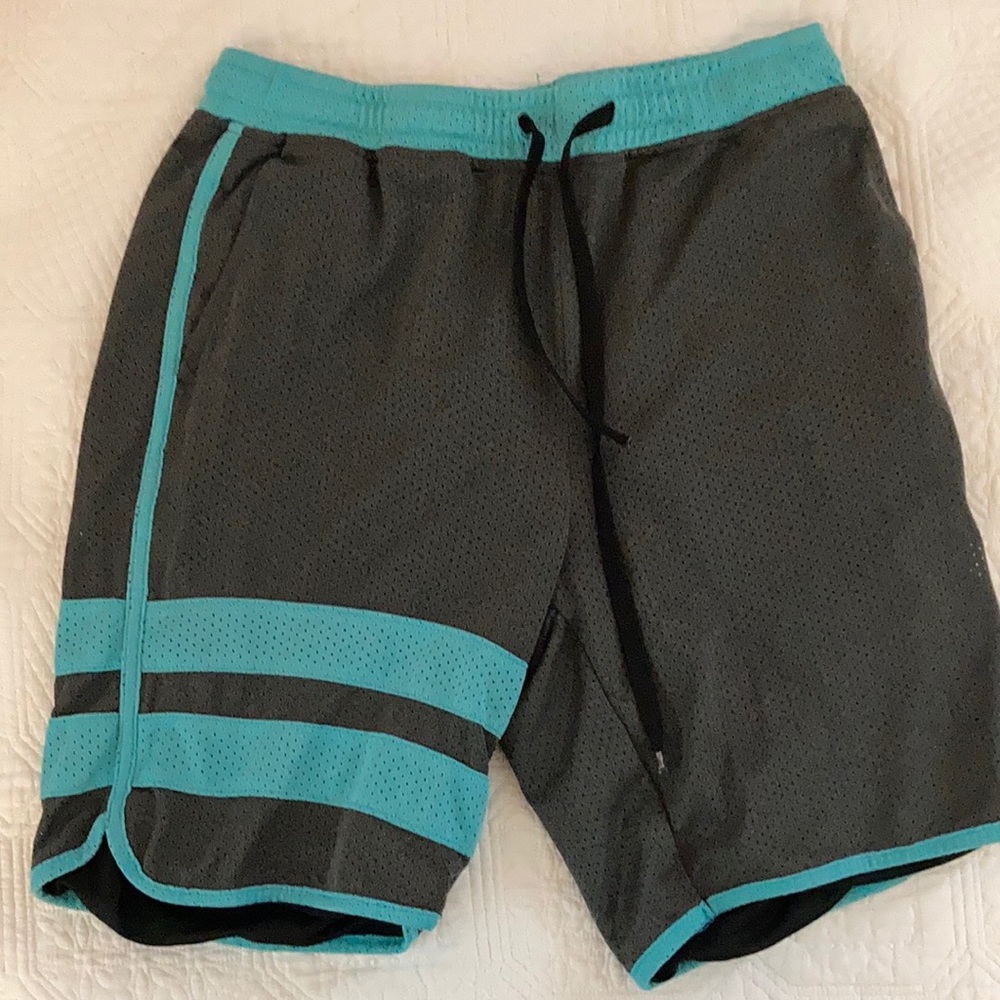Hurley Grey/Aqua Mesh Shorts - Medium